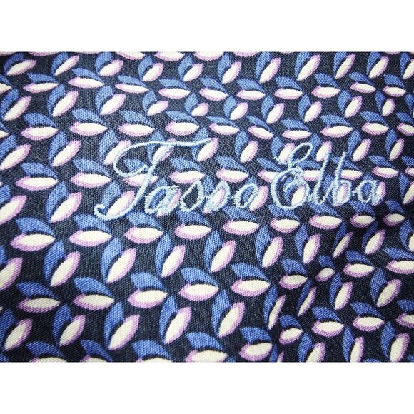 Tasso Elba Size XL 17-17.5 Black Blue White Lavender Ovel Pattern Cotton Shirt - Picture 4 of 9